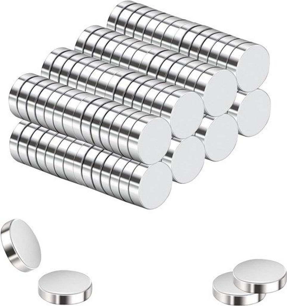 100 Stück Neodym-Magnete, starke runde Magnete, kleine selbstklebende Magnete, für Magneetbördchen, Kühlschränke, Whiteboards, Büros, Küchen...