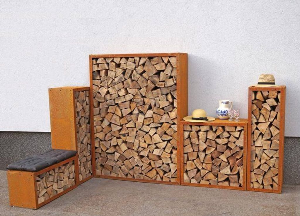 Edelrost Kaminholzregal Bausatz Prima Terra Regal Edelrost Produktbild 