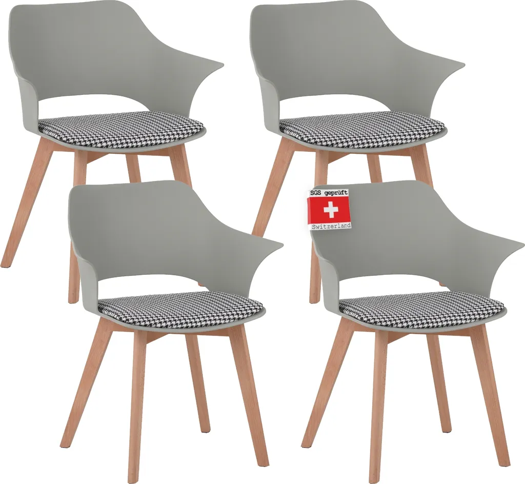 Scheda Tecnica Set 4 Sedie Aalborg Grigio - Gambe Faggio e Design Ergonomico