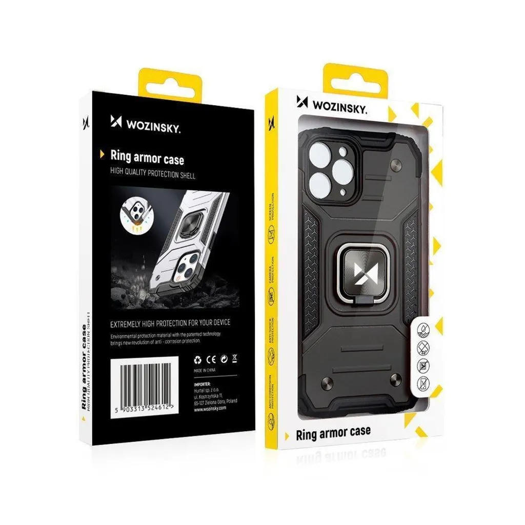 Custodia Professionale iPhone 14 Pro Max Wozinsky Ring Armor - Nero Business - 9