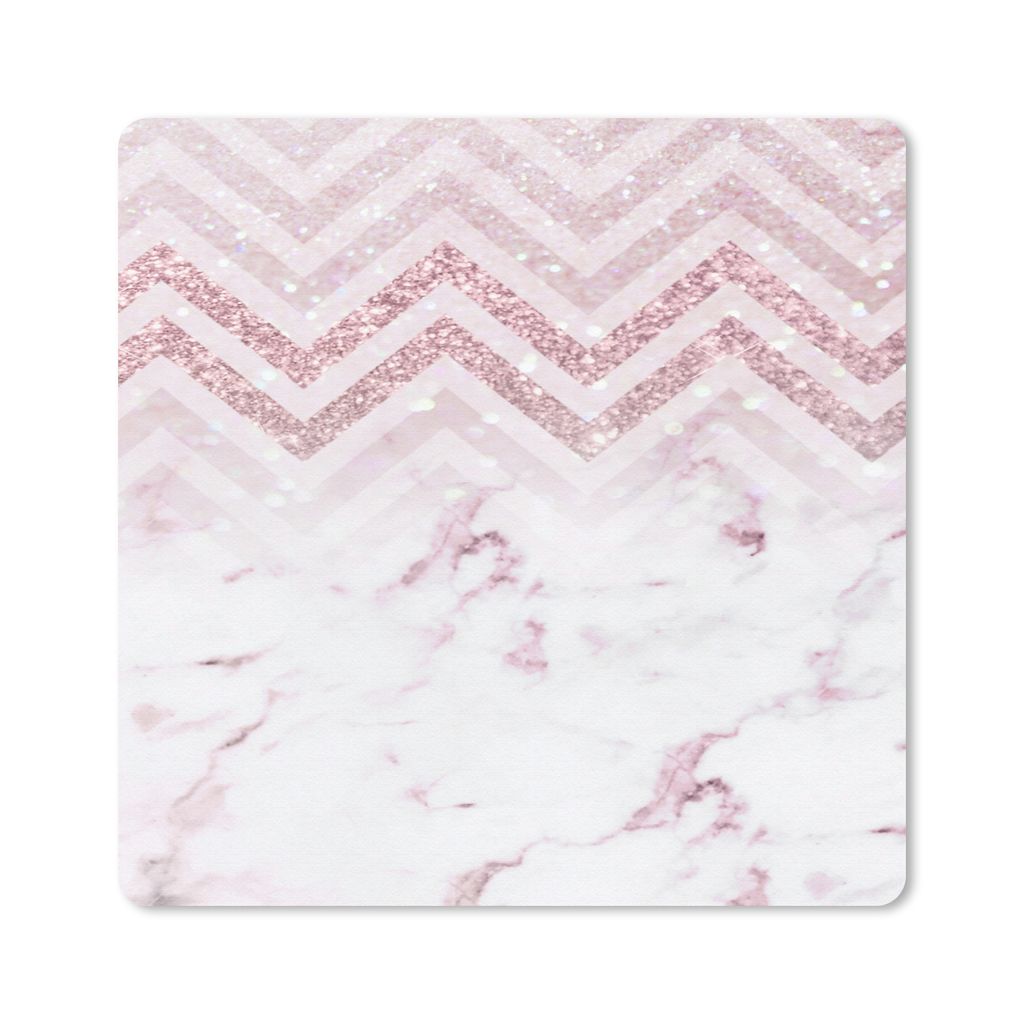 MuchoWow Mauspad Mousepad Marmor - Dreieck - Rosa 30x30 cm - Mousepads - Maus Mat - Pad - Mausunterlage - Gaming
