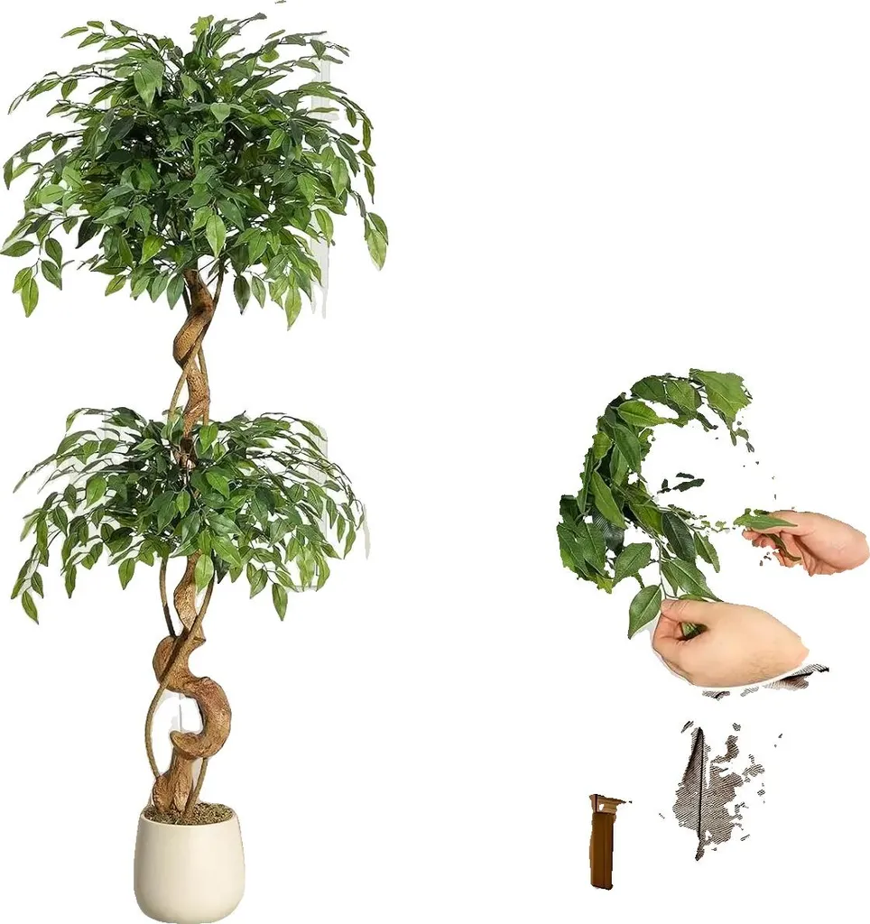 Ficus artificiel 152cm design à plusieurs niveaux pour décoration chic