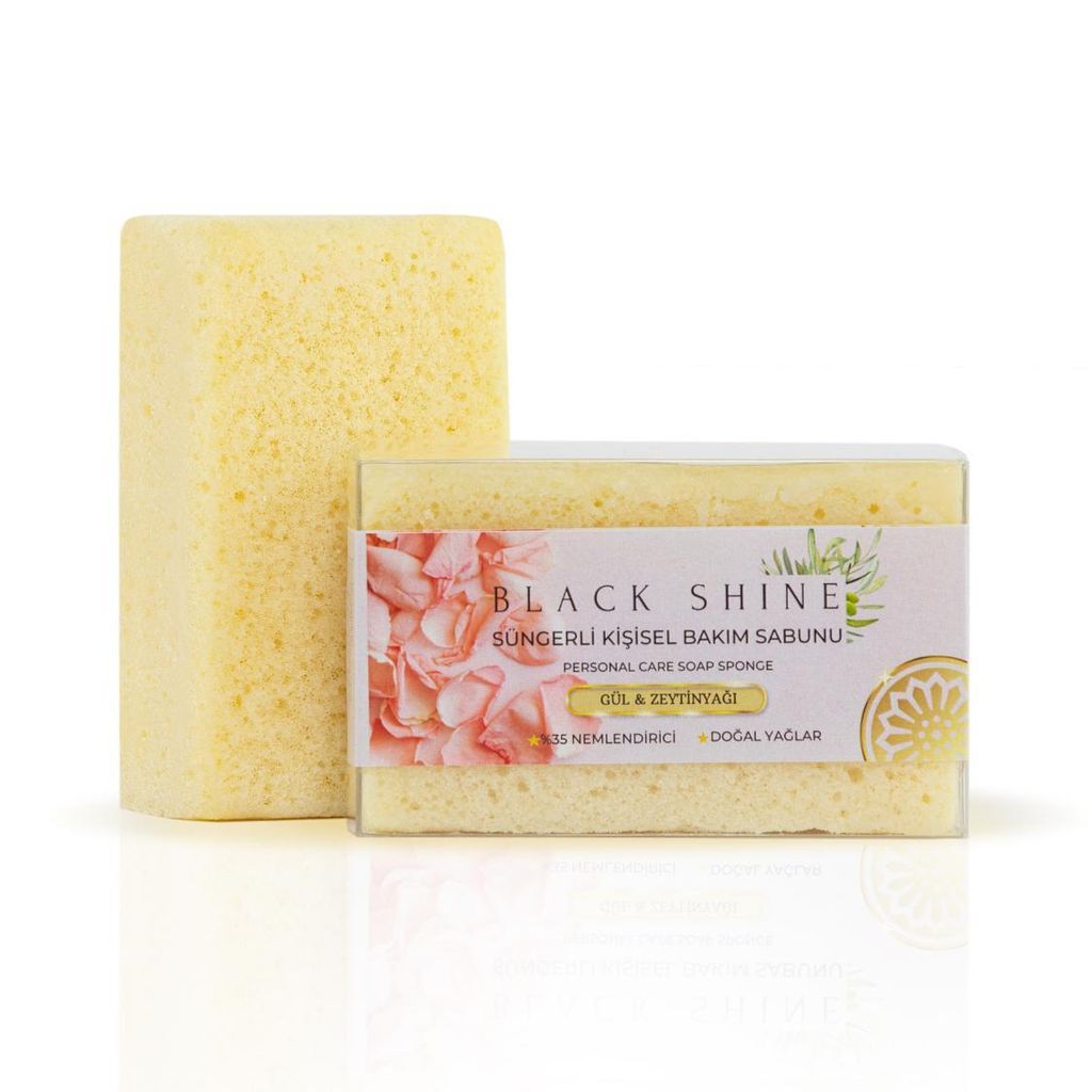 Savon Black Shine avec éponge Rose & huile d'olive, lot de Image du produit 