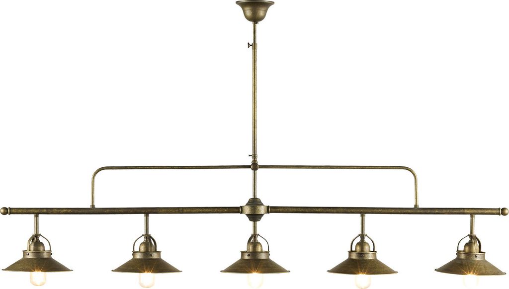 Deckenleuchte Echt-Messing E27 in Bronze Antik matt länglich Industrial Design Deckenlampe