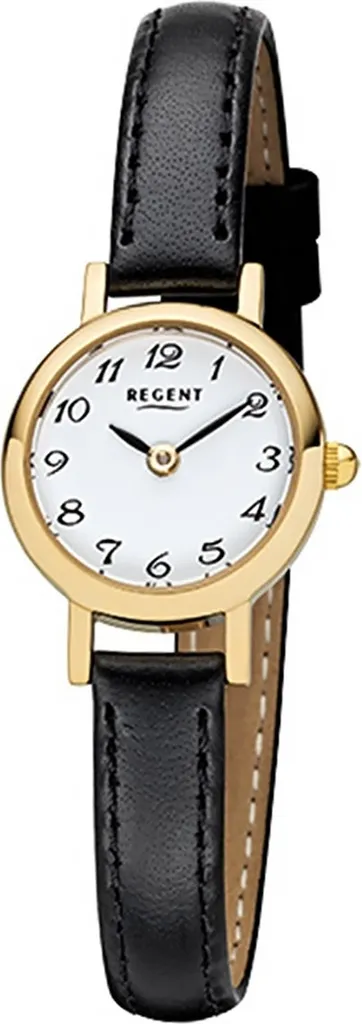 Montre femme noire lisible Regent F-980 bracelet cuir anti-irritations