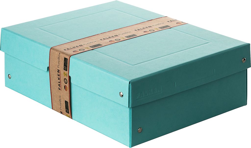 Original Falken PureBox Pastell. Germany. 100 mm hoch DIN A4 blau. Aufbewahrungsbox mit Deckel aus stabilem Karton Vegan Geschenkbox Transportbox ...