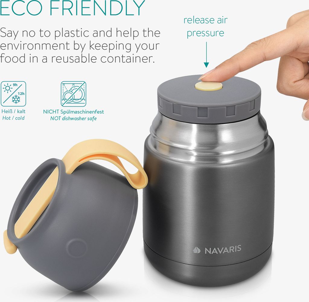 Navaris 450ml Thermobehälter für Essen - Edelstahl Produktbild 3