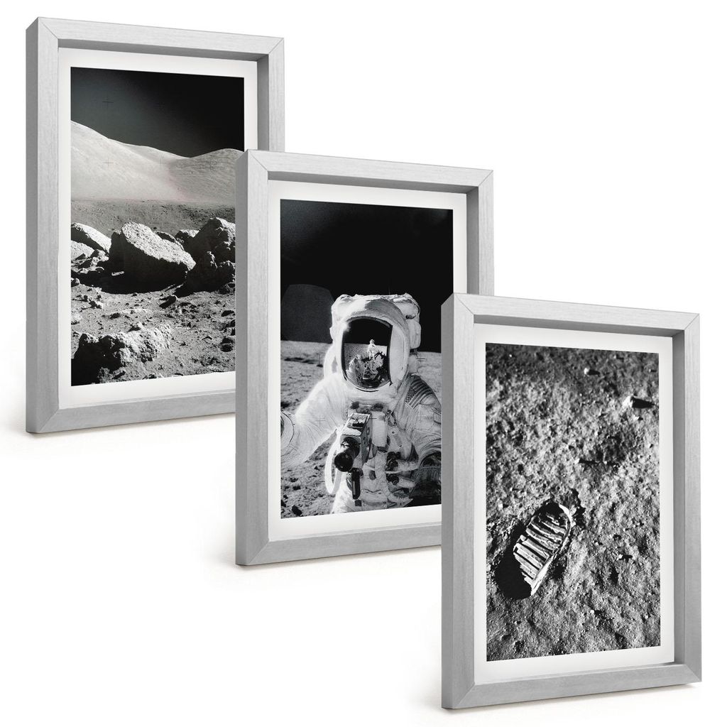 Bilder Set 3-teilig im silbergerahmten Rahmen – Wandbilder 3 Stück – gerahmte Poster für Wohnzimmer, Schlafzimmer und Flur – 20x30 cm – N...