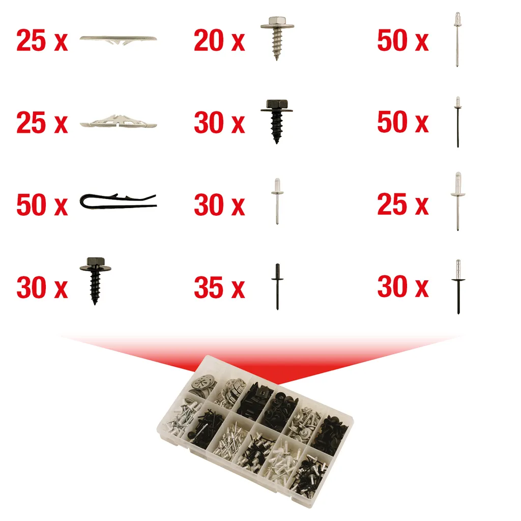 Assortiment de 400 clips de fixation rapides KS TOOLS 420.0915 robustes