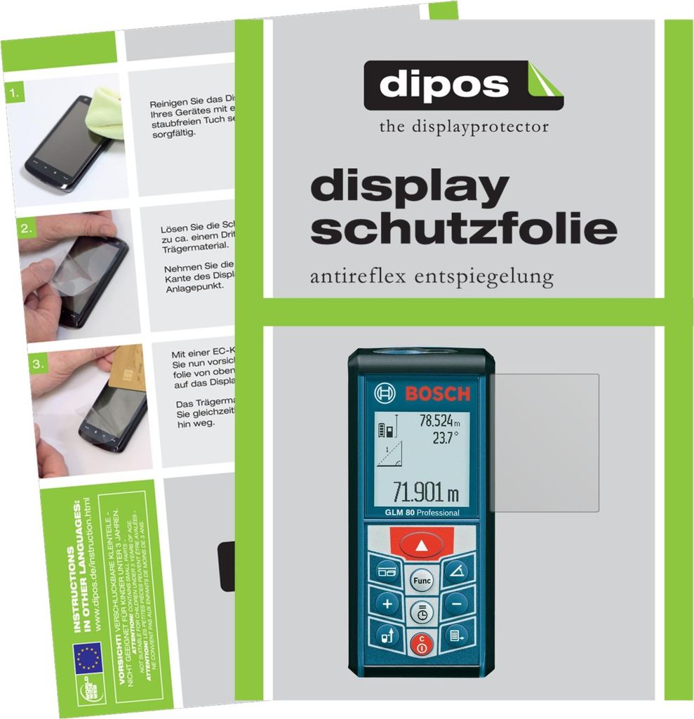 3x Schutzfolie für Bosch Professional GLM 80 matt Displayschutzfolie Folie Display Schutz dipos