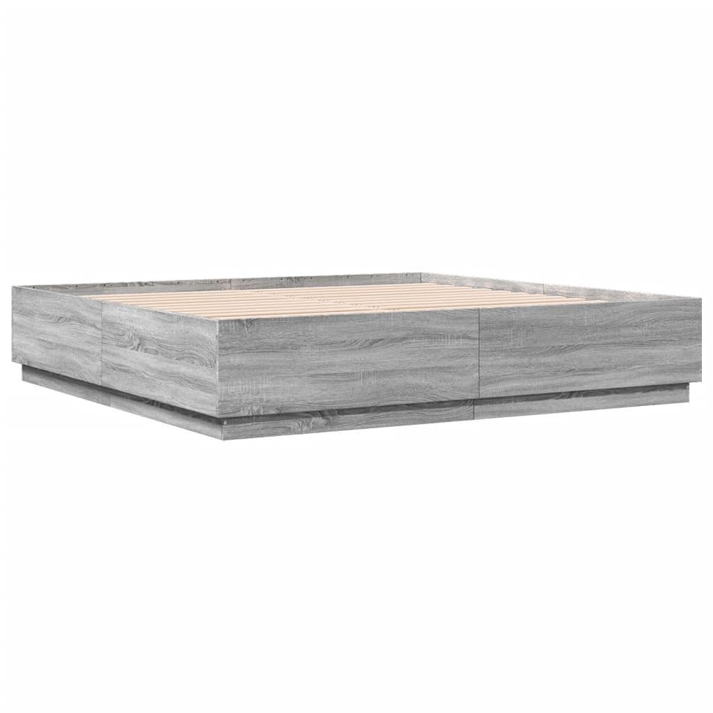 "SALE 2026"Bettgestell/Doppelbett ️Hochwertiges - Polsterbett Erwachsene/r /Kind - Grau Sonoma 180x200cm Holzwerkstoff - Klassische Betten DEMöb...