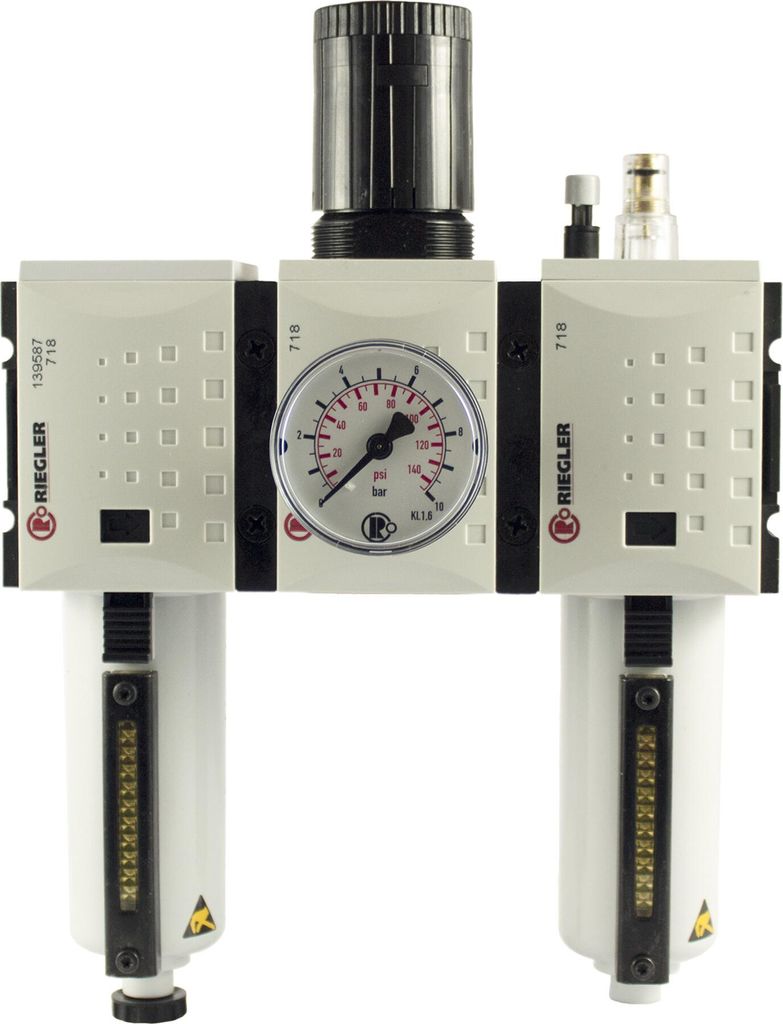 Riegler Wartungseinheit 3-tlg. »FUTURA«, MBeh., BG2, G3/8, 0,5-16 bar, HA