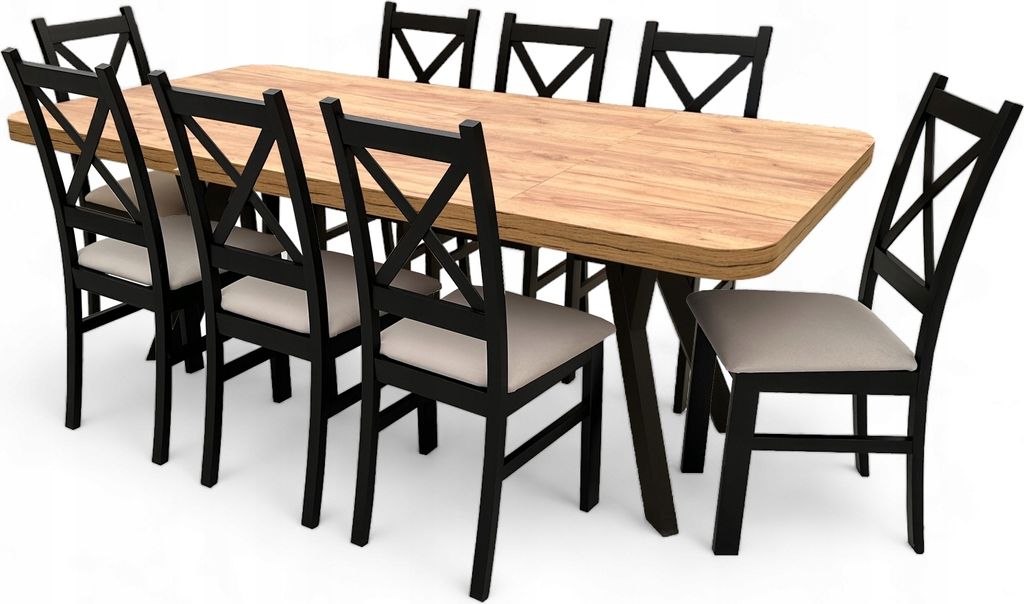 Sada 8 židlí + rozkládací stůl 90x90 190 cm Craft dub + Obrázek produktu 