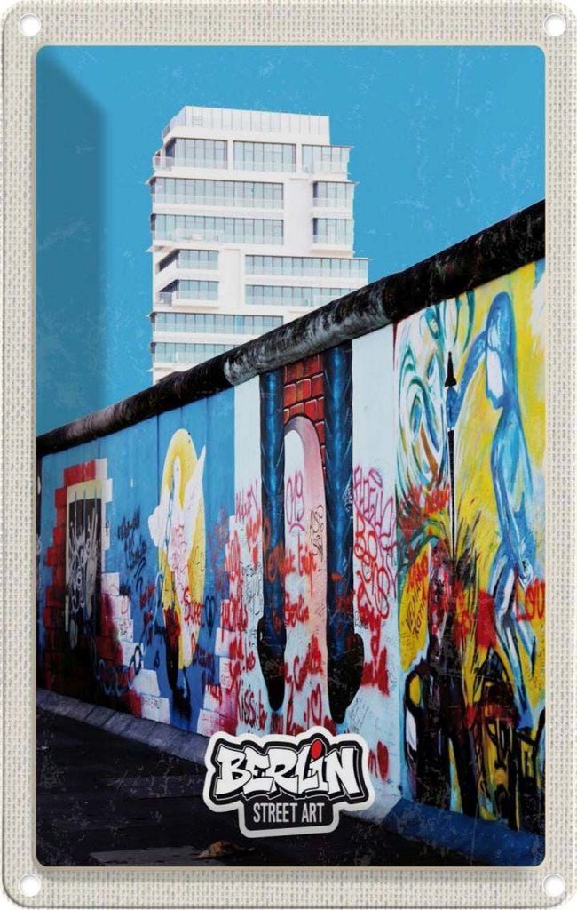 vianmo Blechschild 30x20 cm Berlin Hochhaus Graffiti Kunst Straße Bildmotiv Reisemotiv Abenteuer Reisen Urlaub
