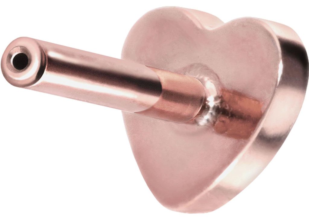 Ohrpiercing, Nasenpiercing Titan Labret mit Push Fit ohne Kugel HERZ RoséGold Stablänge: 7mm | Stabstärke: 1mm
