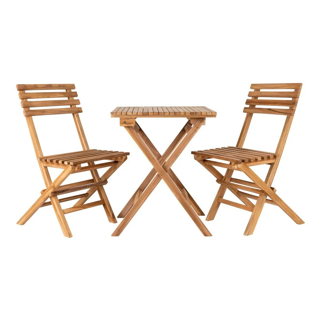 Cuenca House Nordic - Ensemble Bistro en Teck Naturel avec 2 Chaises