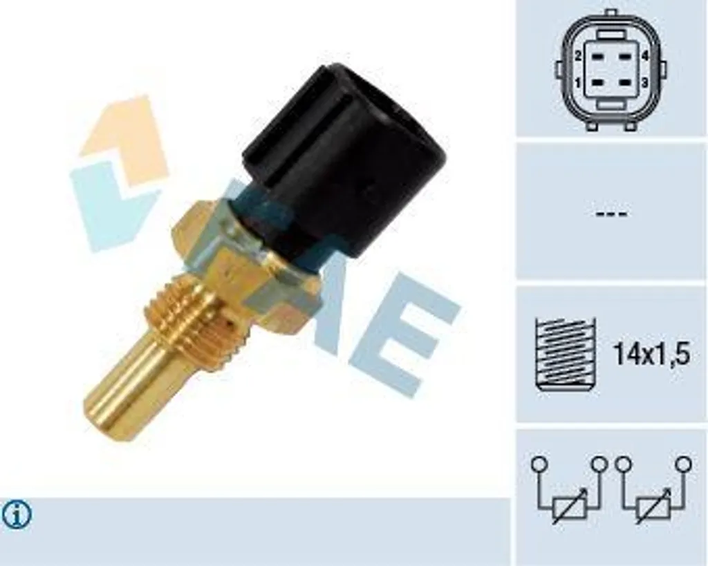 FAE 33860 Sensore temperatura liquido di raffreddamento OE 2D0919369 compatibile con Vito, Classe V, Sprinter, SL, Classe S, Classe G, Classe E, CLK, Classe C, Musso, Korando