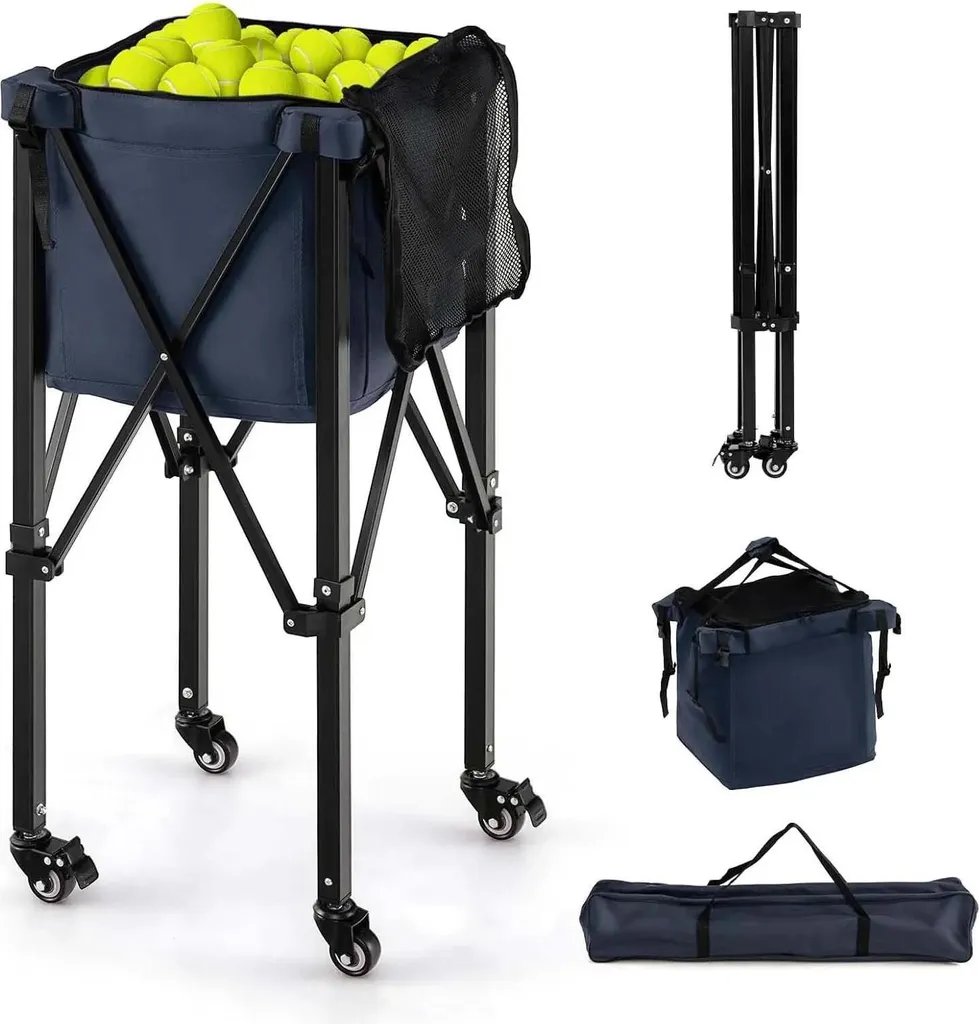Panier à balles de tennis mobile et sac amovible pour club de sport