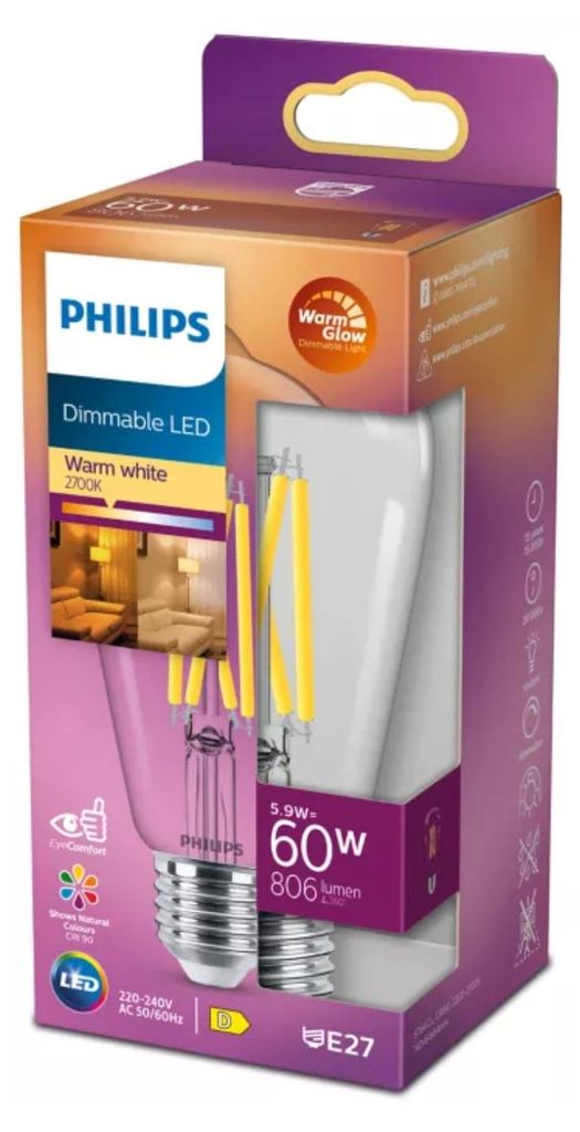 Philips Deko-Design LED Lampe E27 ST64 90Ra WarmGlow Produktbild 