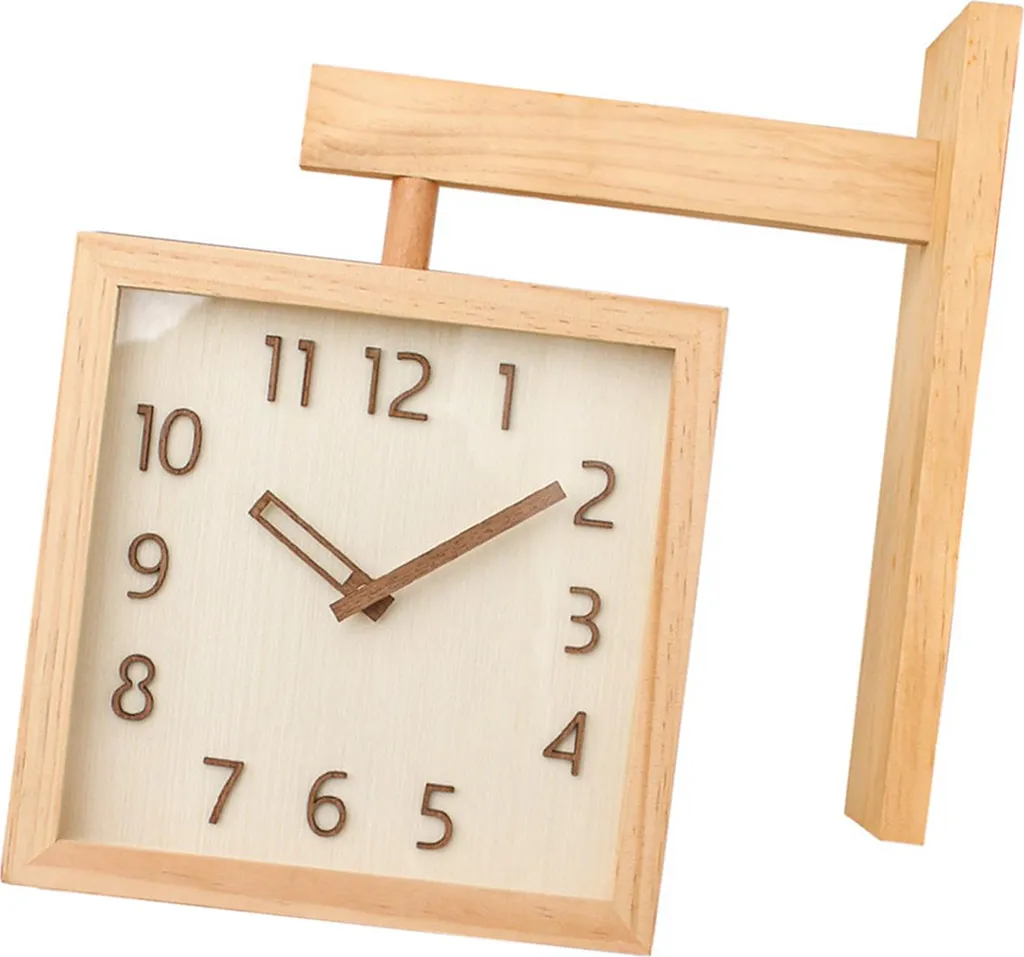 Pendule d'angle double face en bois véritable pour salon moderne