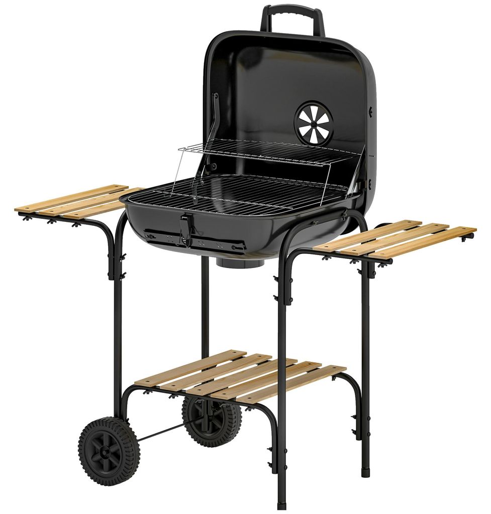 Outsunny Holzkohlegrill aus Stahl fahrbar Grillwagen mit Produktbild 
