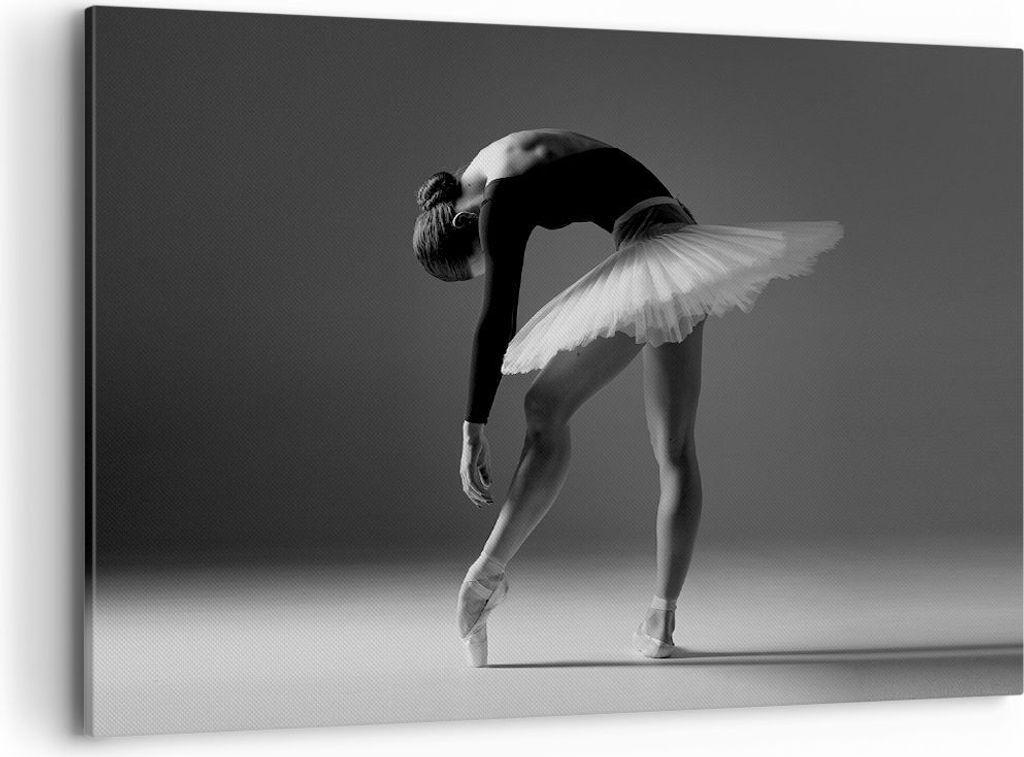 Bild auf Leinwand - Leinwandbild - Einteilig - Ballerina Figur Schwarz und Weiß - 100x70cm - Wand Bild - Wanddeko - Wandbilder - Leinwanddruck - B...