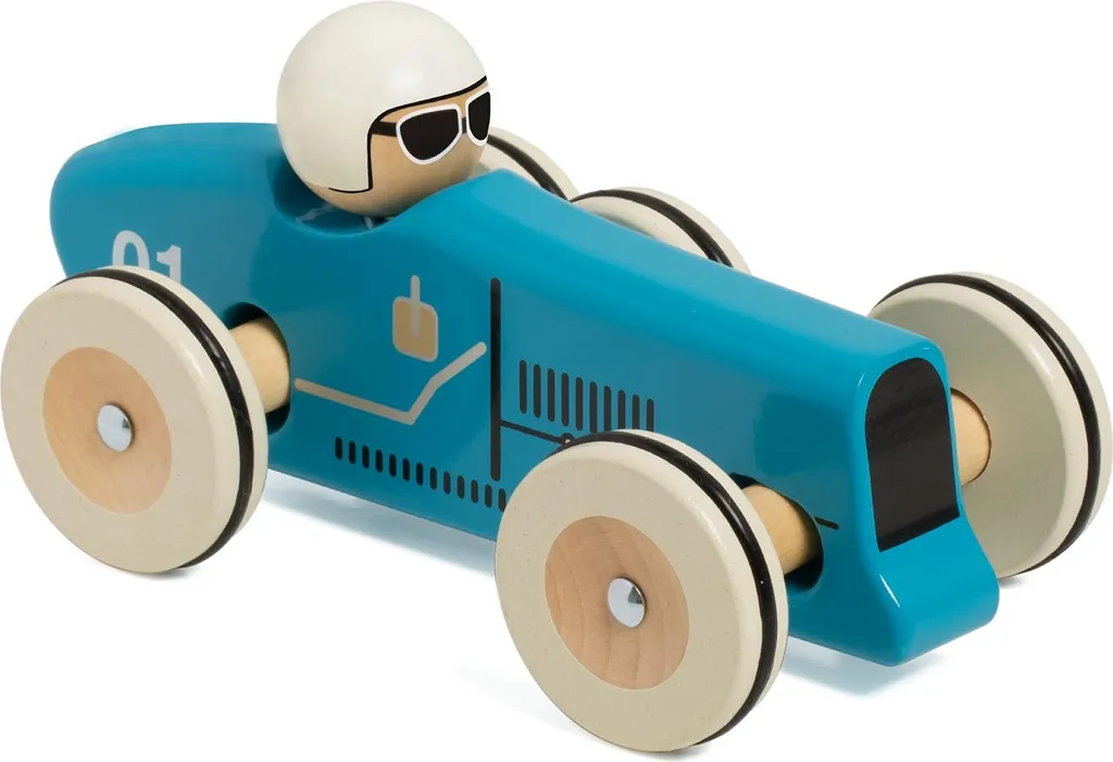 Classic World Voiture de course en bois Montlhery Bleue pour Enfant