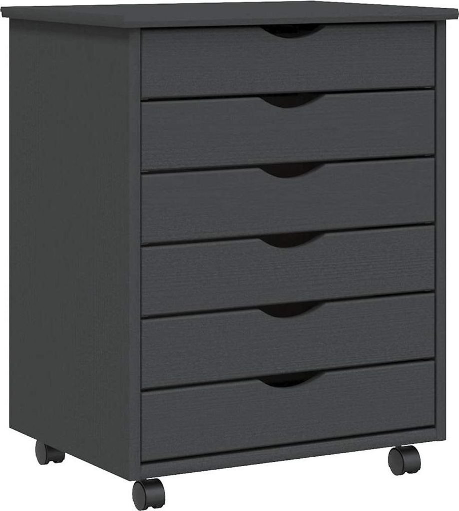 vidaXL Rollschrank mit Schubladen MOSS Grau Massivholz Kiefer