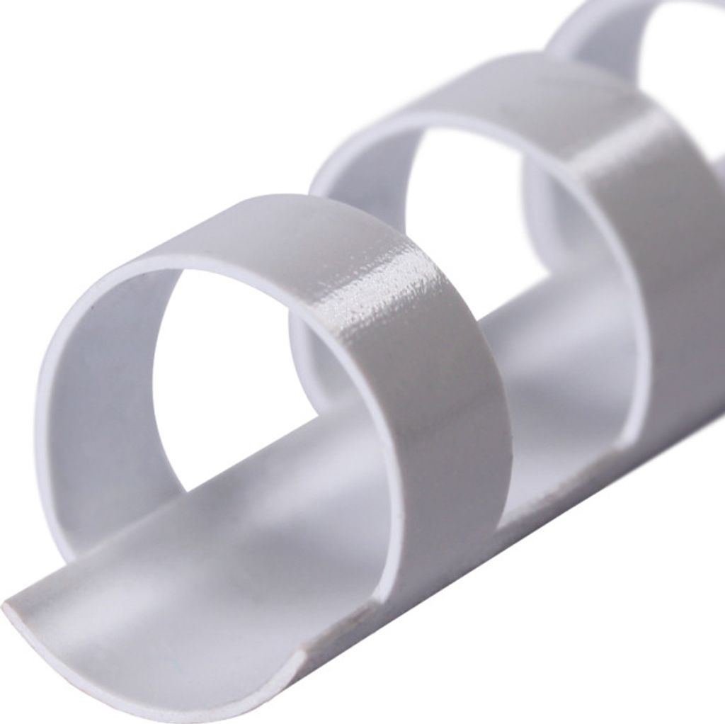 Plastikbinderücken, WEIß, 6 mm, 21 Ringe, 100 Stück, für ca. 20 Blatt – Plastikringbindung, Spiralbindung, Ringbindung