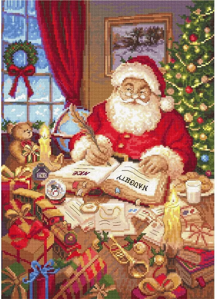 Point de Croix Noël Letistitch pour Décoration Murale Faite Main 33x24
