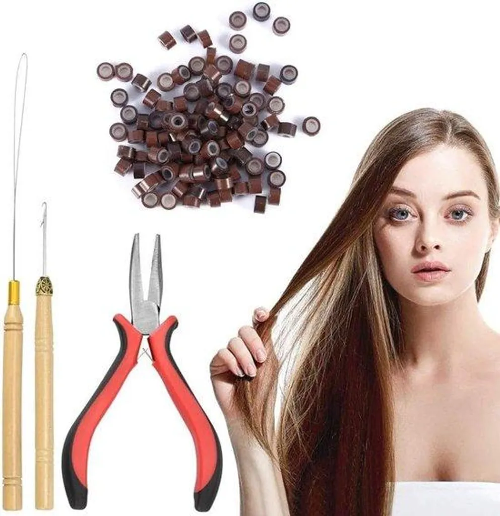 Kit extension cheveux sans colle perles silicone anti-casse et pinces