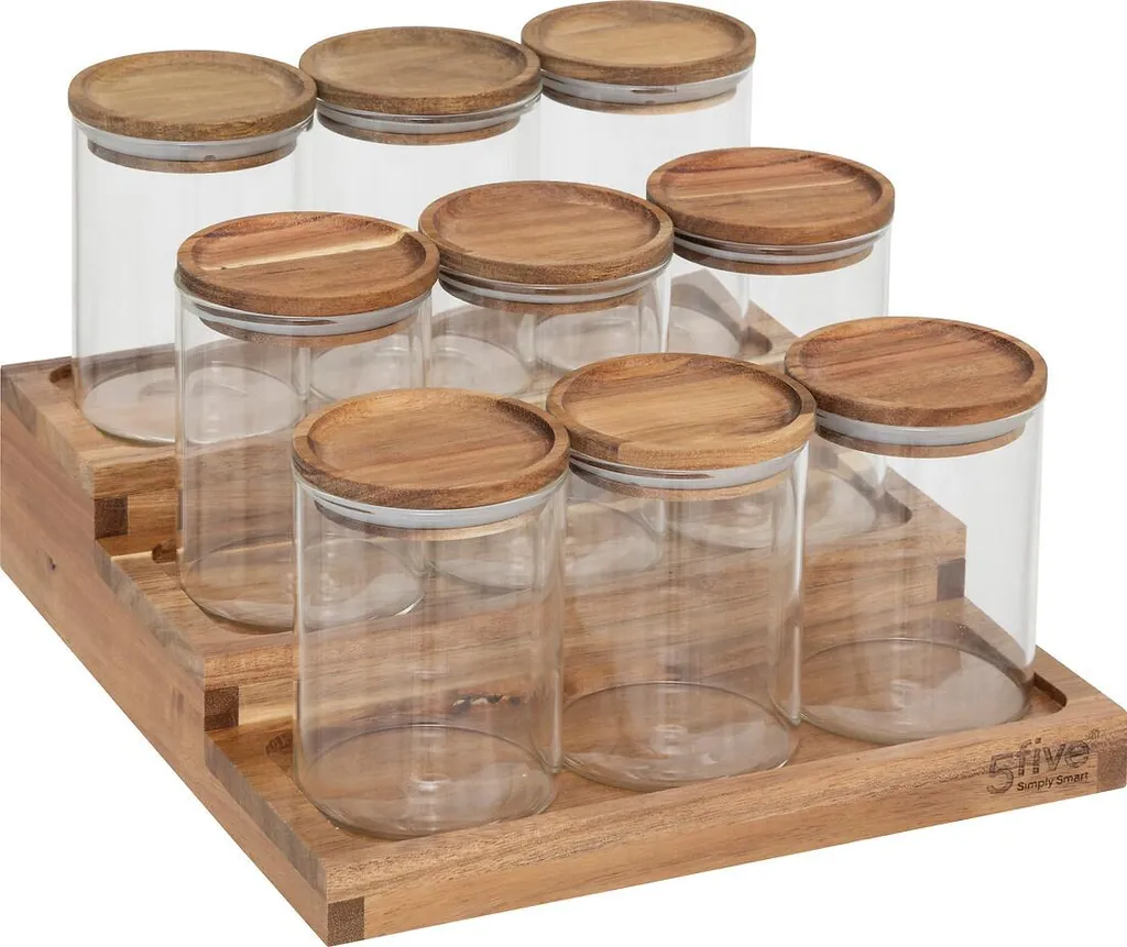 Smetti di Cercare le Spezie! Portaspezie Harmony Acacia con 9 Vasetti