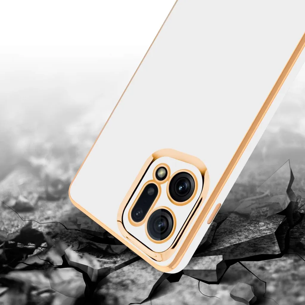 Cadorabo custodia protettiva per Oppo FIND X5 in bianco lucido - oro custodia flessibile TPU silicone copertura fotocamera protezione - 4