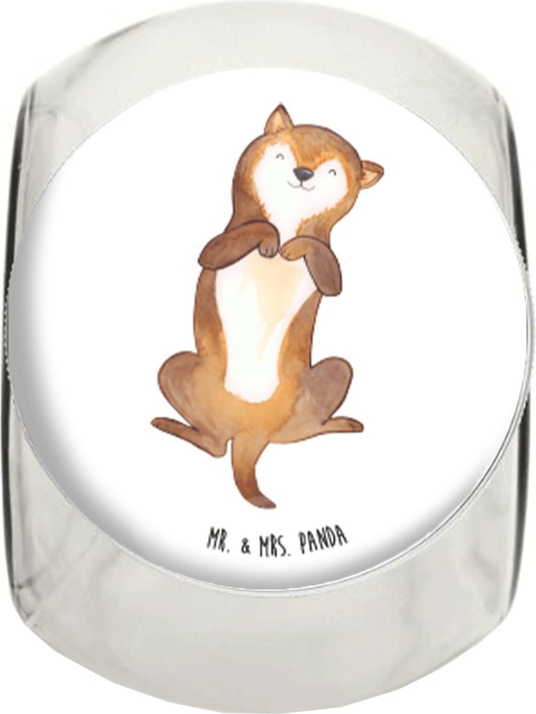Mr. & Mrs. Panda Bonboniere Hund Streicheln XL 2000ml - Weiß - Geschenk, Vorratsbehälter, Bonbonglas, Hundewelpe, Vorratsdose, glasbehälter, Vor...