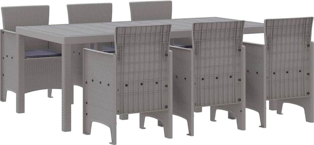 vidaXL Garten Essgruppe 7 pcs Hellgrau Polypropylen