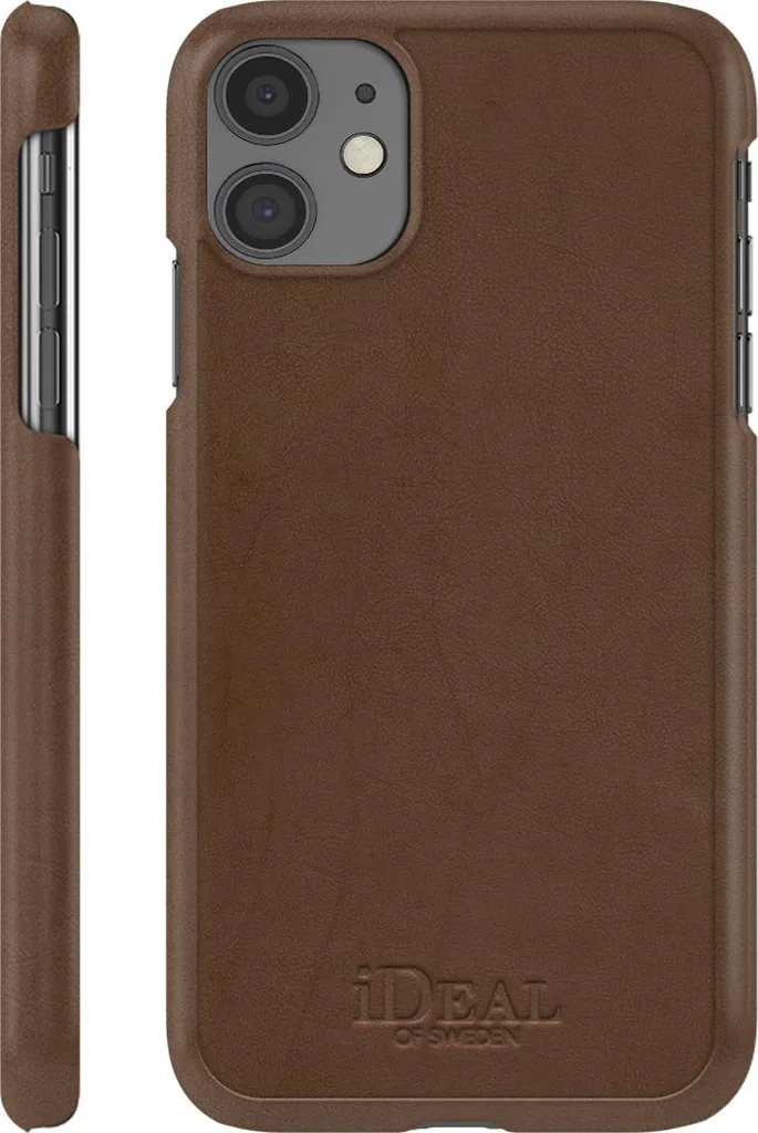 Coque induction Qi pour iPhone 11 marron aspect cuir chic
