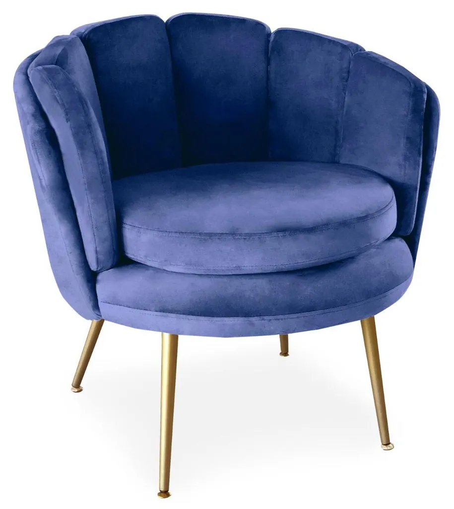 Fauteuil de Lecture Brenda Velours Bleu pour un Coin Détente Cocooning