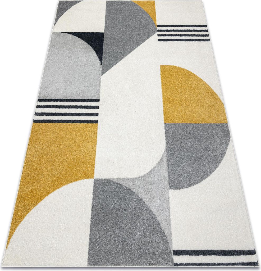 Teppich FUSION 1327 weiß / dunkelgrau / gold - Geometrisch, Produktbild 