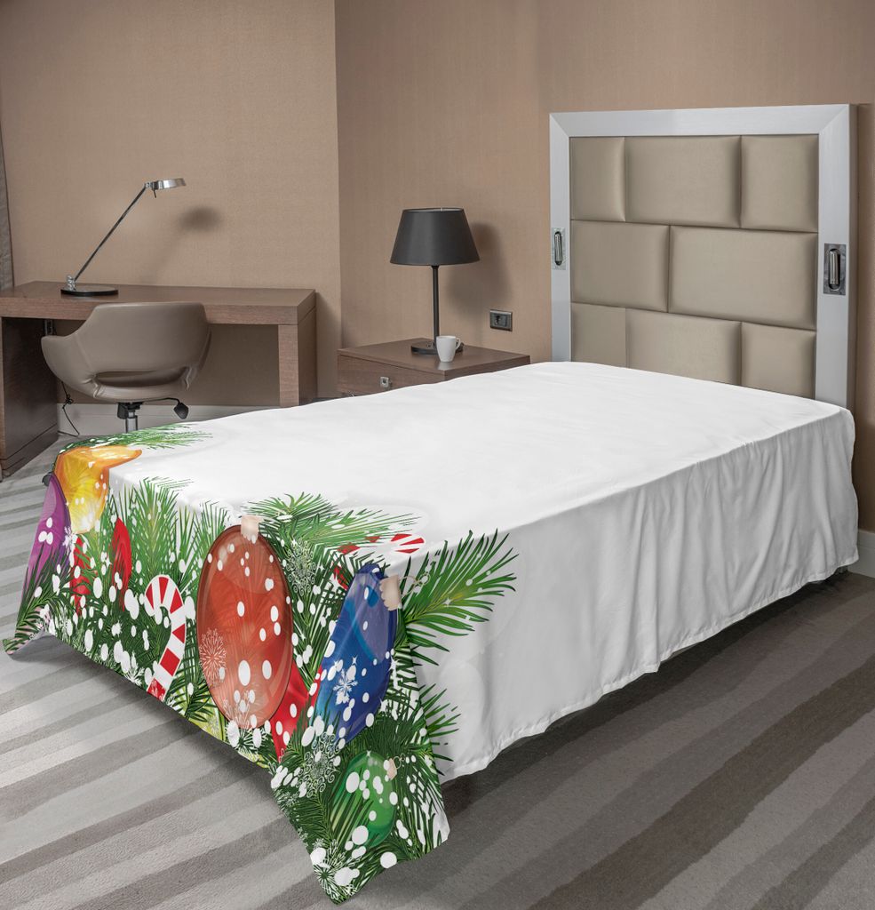 ABAKUHAUS Weihnachten Bettlaken, Feiertags-Büro-festliche Design-Baum-Feier-Schneeflocken-Feier, weiches bequemes oberes Bettlaken für ein Nachbi...