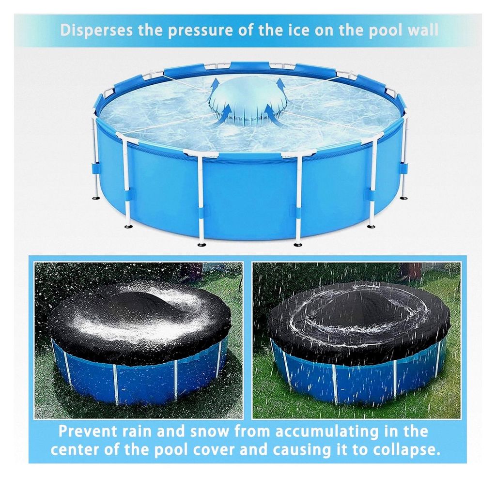 Pool Luftkissen, 4 x 4 ft Winterkissen, Rundes Luftpolster für den Winter, Zubehör für Poolabdeckungen, Tragbares Aufblasbares Kissen