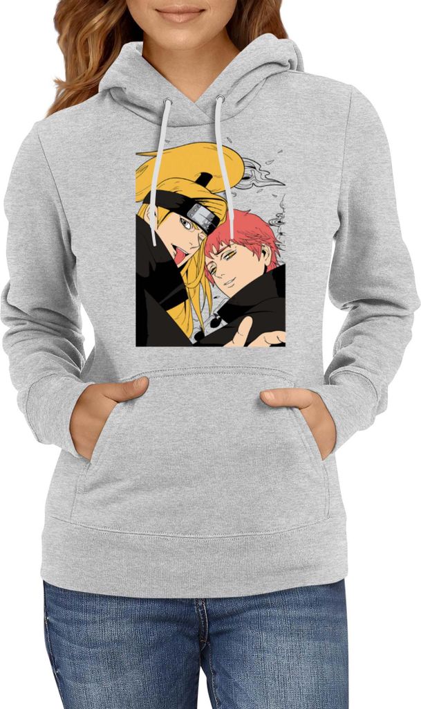 Damen Kapuzenpullover Naruto Dedara & Sasori, Lady L / Grau