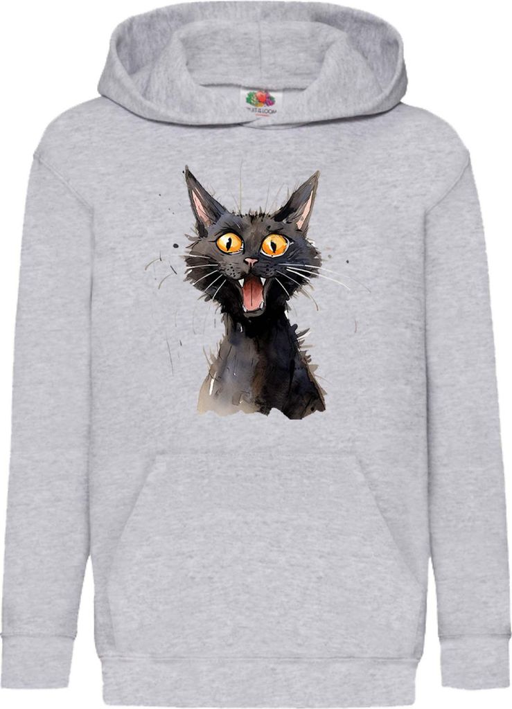 Kinder Kapuzenpullover Funny Cats Breeds Mandalay Cat 024, 12-13 Jahr - 152 / Grau