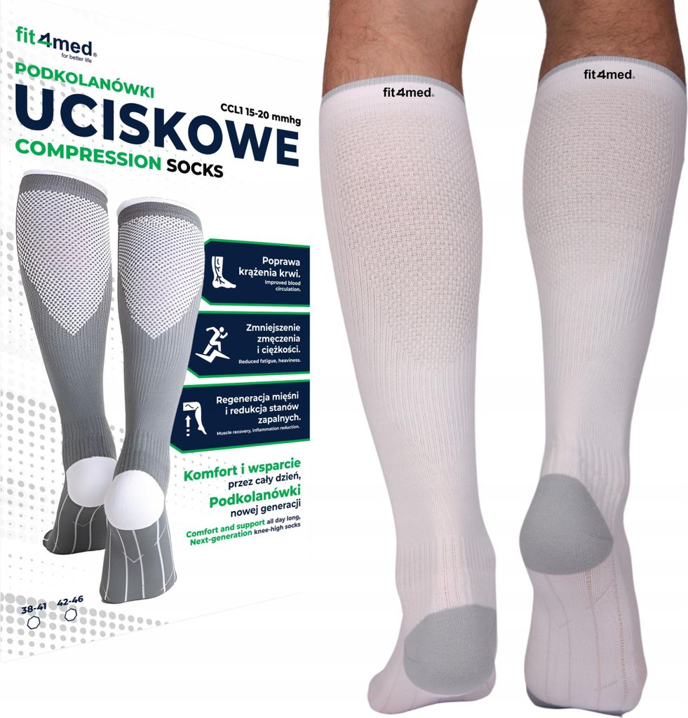 FIT4MED | Kompressionsstrümpfe - Grau - Größe S/m (38-41) - Stoppt Ucisk - Thromboseprophylaxe