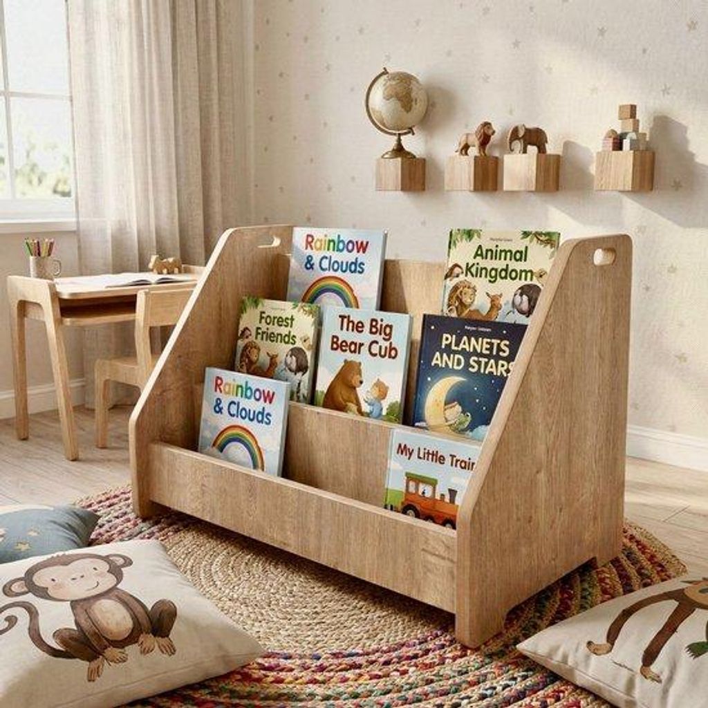 ZEO WOOD Kinder Bücherregal, Montessori Kinderbücherregal, Produktbild 