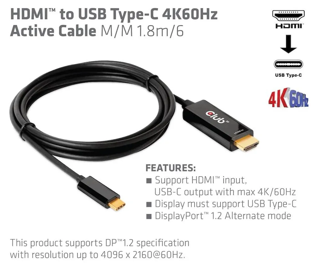 Solution Écran USB-C sans HDMI : Câble Actif HDMI vers USB-C 4K