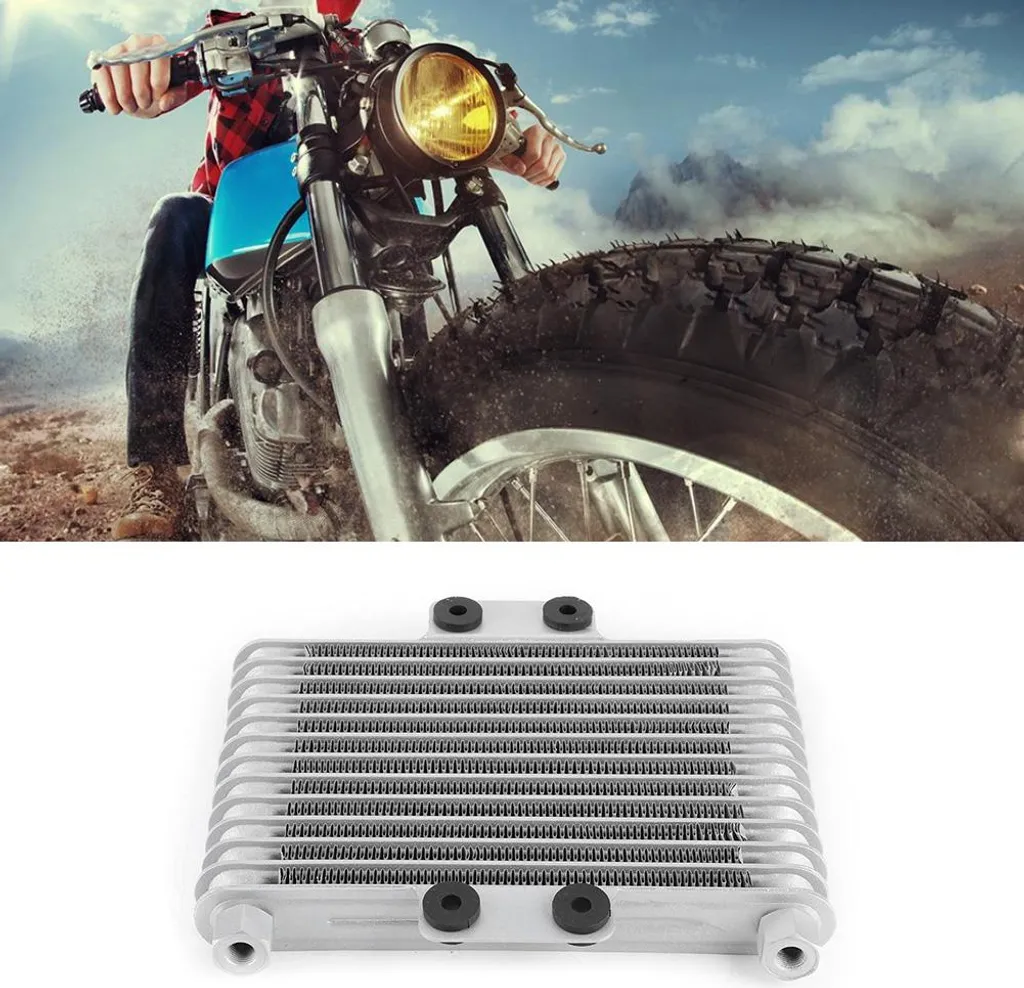 13 file Radiatore universale per olio motore moto Ricambio radiatore 125-250CC Argento