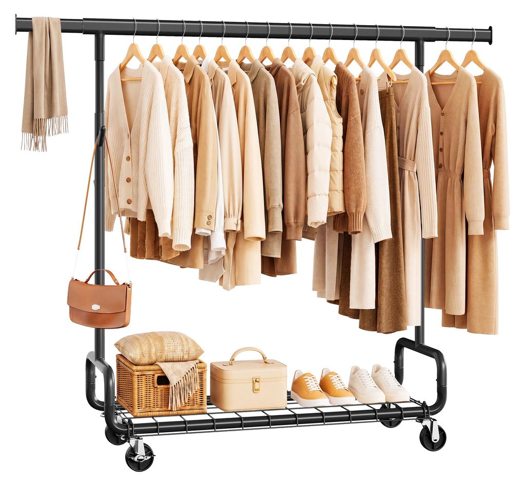 SONGMICS Kleiderständer, 1 ausziehbare Kleiderstange, Produktbild 