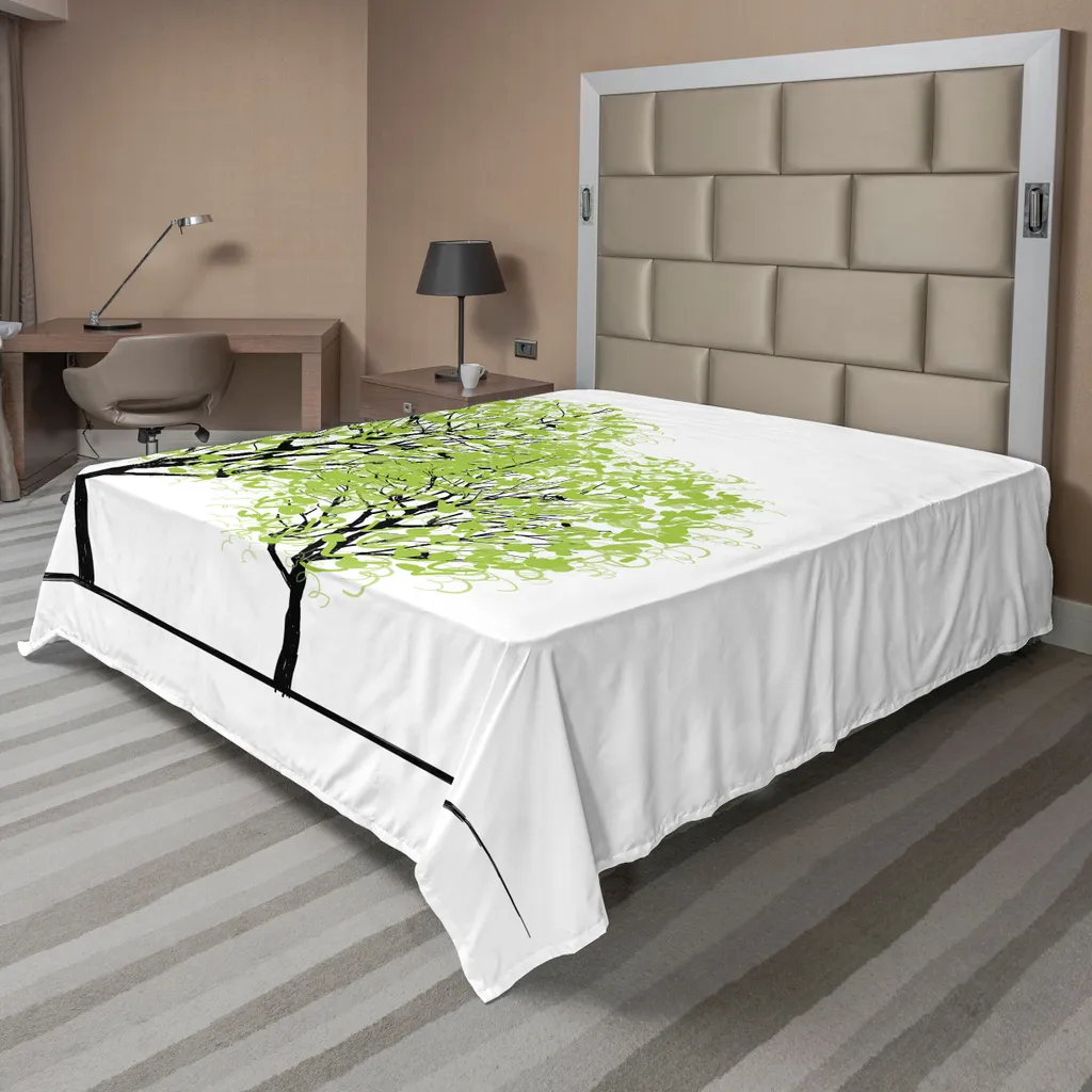 Drap de lit Doux Arbre de Vie Imprimé Haute Définition 266 cm Vert Bleu