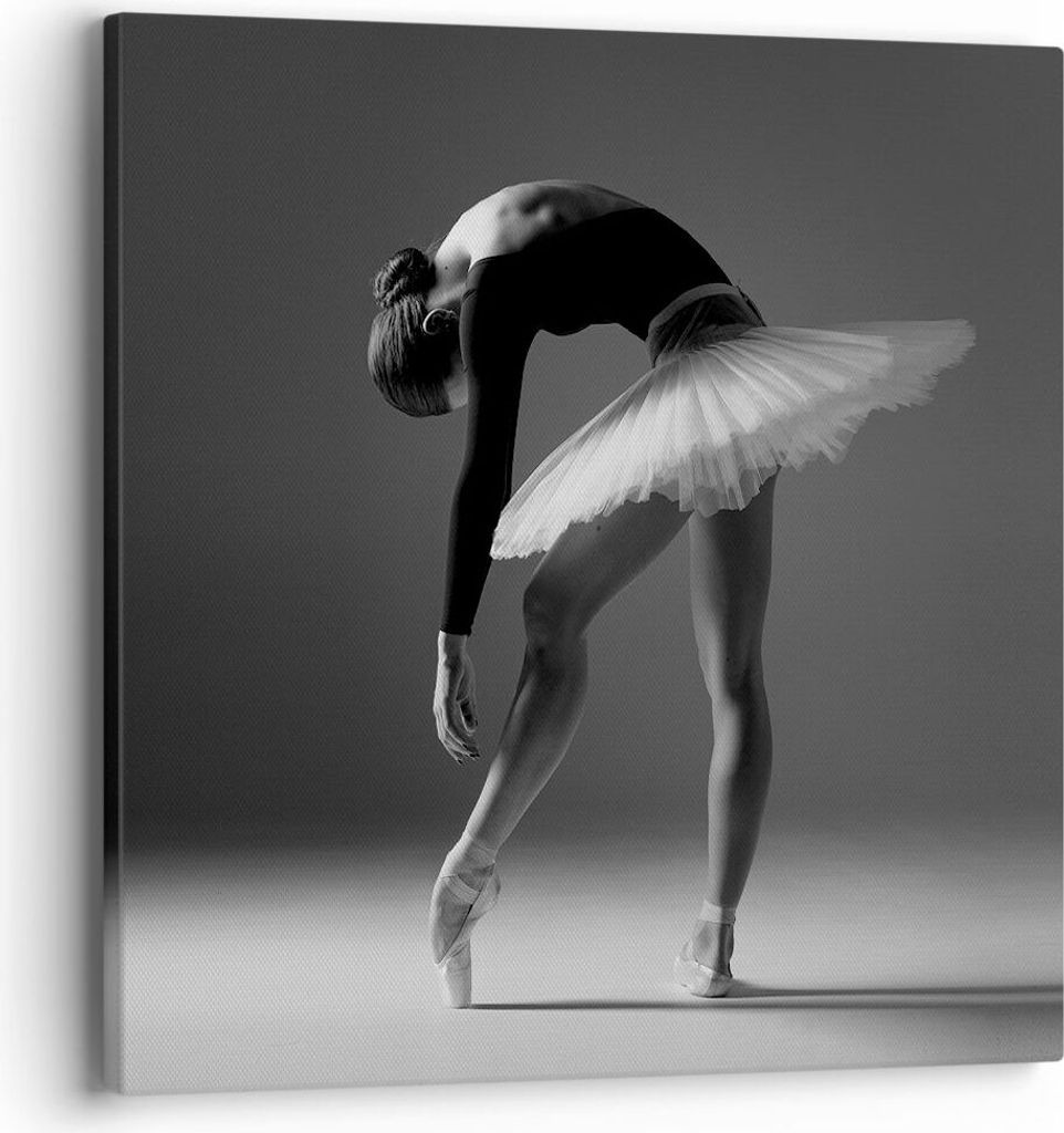 Bild auf Leinwand - Leinwandbild - Einteilig - Ballerina Figur Schwarz und Weiß - 40x40cm - Wand Bild - Wanddeko - Wandbilder - Leinwanddruck - Bi...