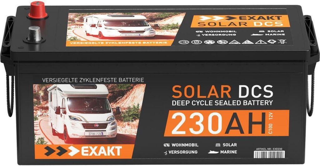 EXAKT DCS Solarbatterie 12V 230Ah Wohnmobil Batterie 220Ah Produktbild 